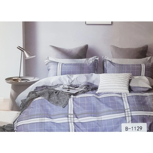 Komplet Pościeli z Bawełny satynowej 160x200 krata